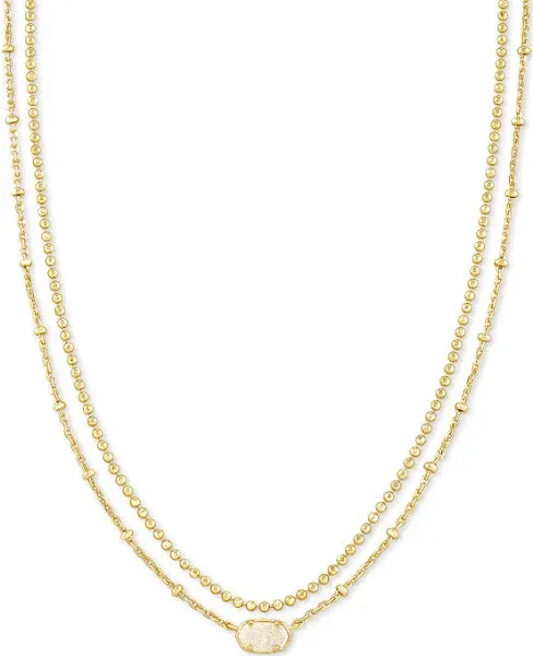 Kendra Scott Emilie Multi Strand Necklace Silver Tone Platinum Drusy