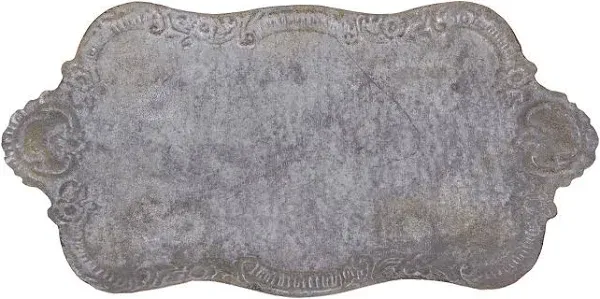 Decorative Metal Tray with Distressed Grey Finish