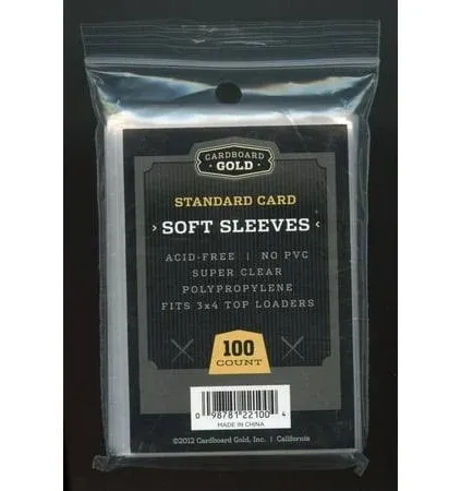 Cardboard Gold Soft Card Penny Sleeves Standard Size Trading Cards (100 Per Pack