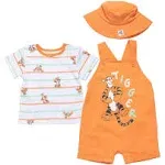 Disney Winnie The Pooh Tigger French Terry Short Overalls T-Shirt and Hat 3 Piece Outfit Set | imagikids Baby and Kids Clothing 0-3 Months