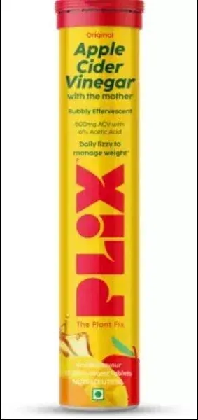 PLIX World s First Apple Cider Vinegar 15 Effervescent Tablets, 100% vegan