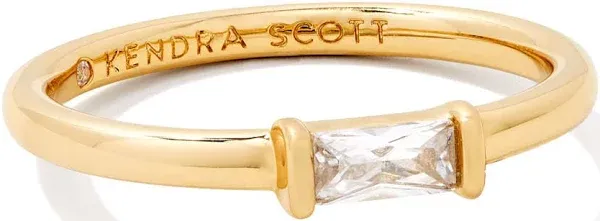 Kendra Scott Juliette Gold White Crystal Band Ring Size 7 New w/dust bag