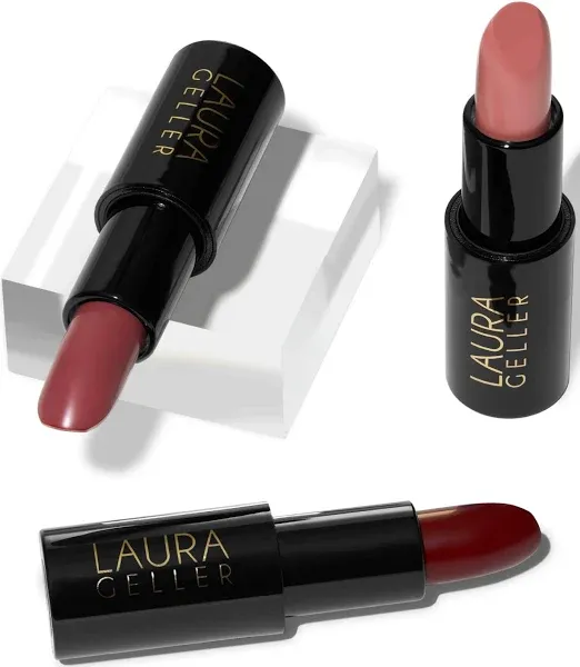 LAURA GELLER NEW YORK Modern Classic Cream Lipstick Trio - Mauve Majesty, Pink Passion, Berry Bliss - Ultra-Rich Color - Cream Finish