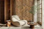 Herringbone Wood Wall Planks – Sandy Beach