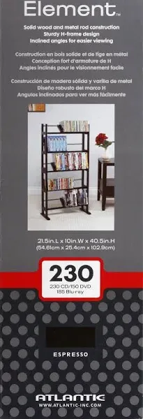 Element Media Storage Rack - Holds Up to 230 CDs or 150 DVDs, Contemporary Wo...