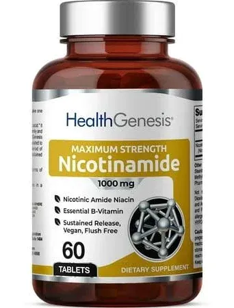 Health Genesis Nicotinamide Vitamin B-3 1000 mg 60 Tabs