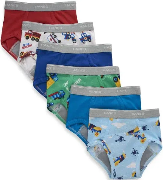 Hanes Toddler Boys' Potty Trainer Brief Underwear, 6-Pack Assorted 2/3