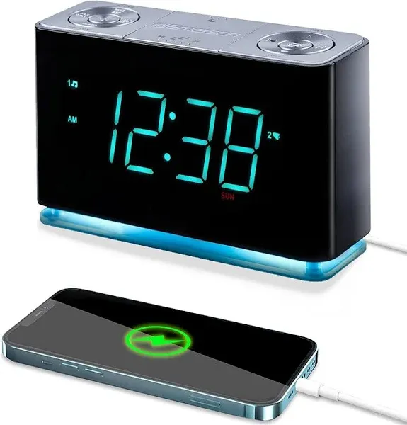 Emerson Radio SmartSet Alarm Clock BT USB CKS1507