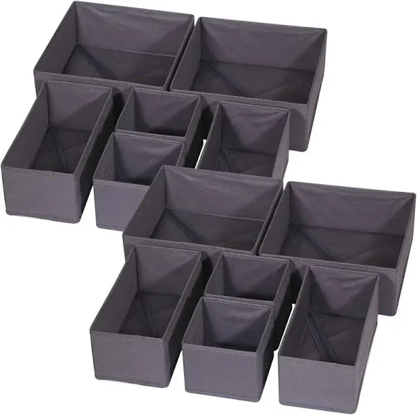 Diommell 12 Pack Foldable Cloth Storage Box Closet Dresser Drawer Organizer Fabric Baskets Bins Containers Divider for Baby Clothes Underwear Bras