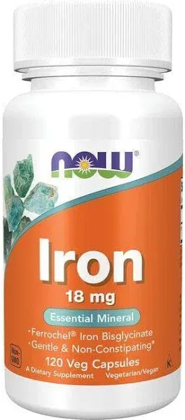 Now Foods Iron 18 mg 120 Veg Capsules