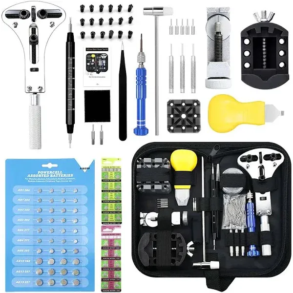 Watch Repair Kit, Professional Watch Battery Replacement Kit with Carrying 