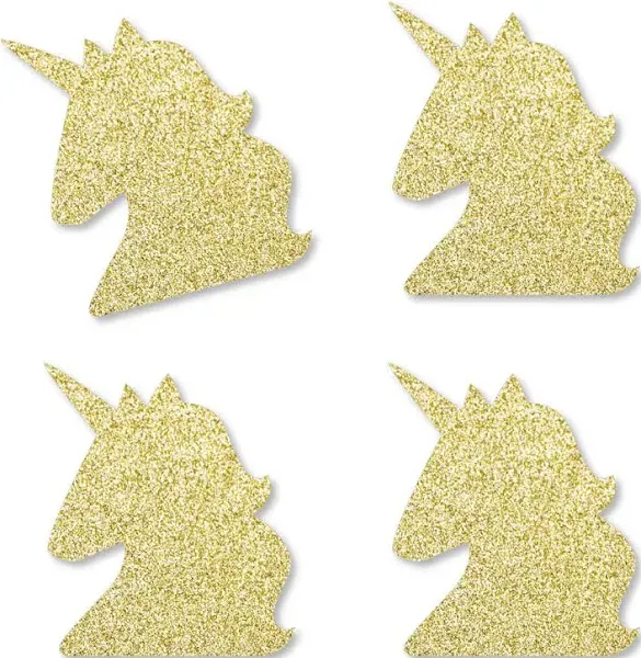 Big Dot of Happiness Gold Glitter Unicorn Cut-Outs