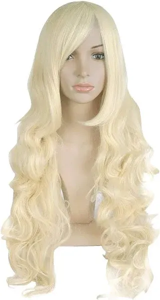 MapofBeauty 32&#034; 80cm Long Hair Spiral Curly Cosplay Costume Wig Light Blonde