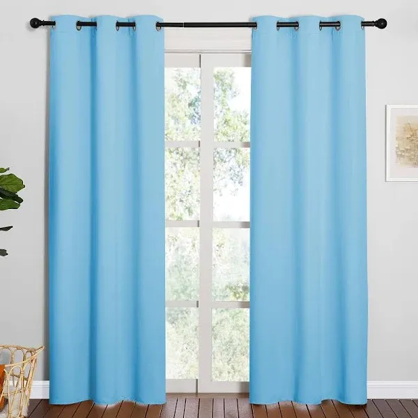 NICETOWN Short 100% Blackout Curtains with Same Color Liners, Solid Thermal Insulated Full Blackout 2-Layer Lined Drapes, Energy Efficiency Window Draperies for Bedroom (2 Panels, 42"W x 63"L, Grey)