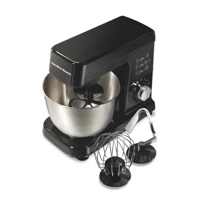 Hamilton Beach Stand Mixer with 6 Speeds & Fold Setting 300 Watts 3.5 Quart Stainless Steel Bowl Bla: Food Mixer, Dishwasher-Safe Parts