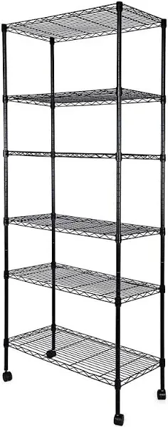 Simple Deluxe Heavy Duty 3-Shelf Shelving with Wheels, Adjustable Stor