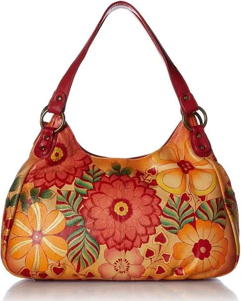 Anna by Anuschka womens Hobo Ruched Handbag Genuine Leather, Summer Bloom, One Size US