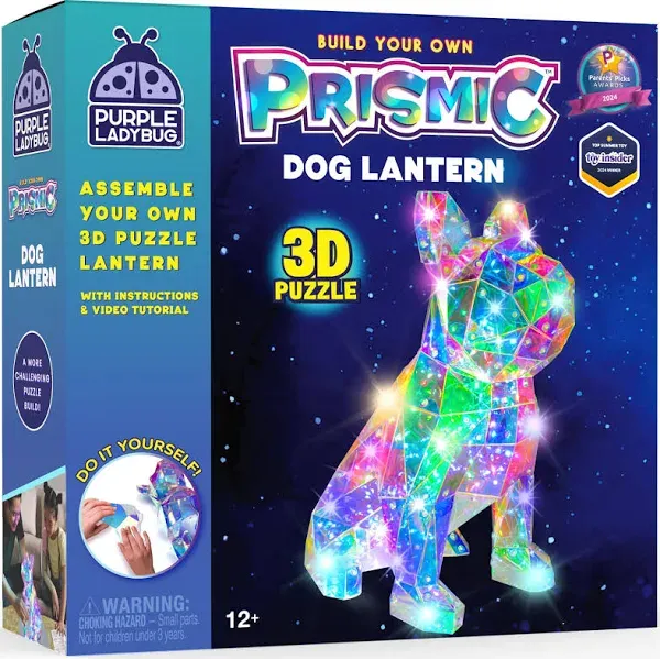 PURPLE LADYBUG PRISMIC 3D Puzzle Dog Lantern - Gifts for 10-16 Year Old Girls and Boys, Arts and Crafts, Teen Girl Gifts Trendy Stuff, Preteen Girl Gifts, Dog Lover Gifts Room Decor