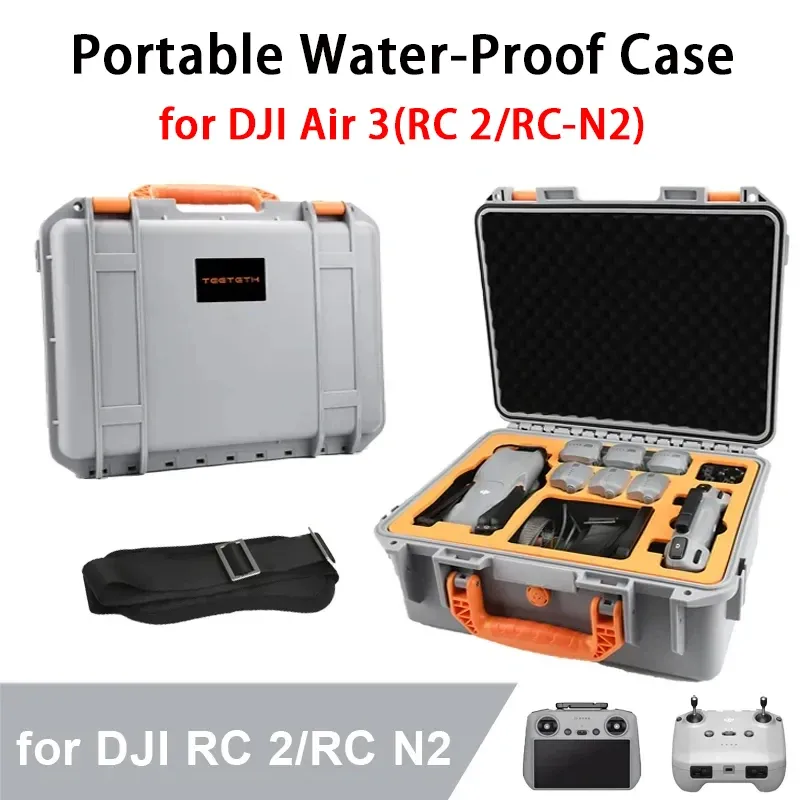 YETEETH Hard Case for DJI Air 3S Air 3, Waterproof Pressure Resistant Carrying Case for DJI Air 3S Air 3 Accessories - Fits Latest DJI RC 2/RC-N2/RC-N3 (Grey)