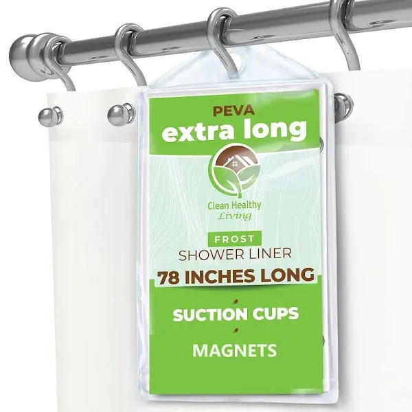 Premium Peva Frost Shower Curtain Liner with Magnets Suction Cups 70 x