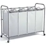 4 Bag Laundry Sorter Cart, Laundry Hamper Sorter with Heavy Duty Rolling Wheels for Clothes Storage Rebrilliant