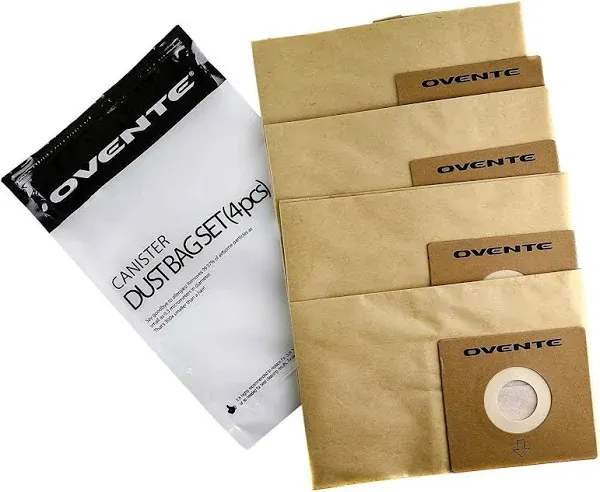 Ovente 4-Pack Premium Disposable Compact Dust Bag Replacement for ST1600 Series Canister Vacuum (4-