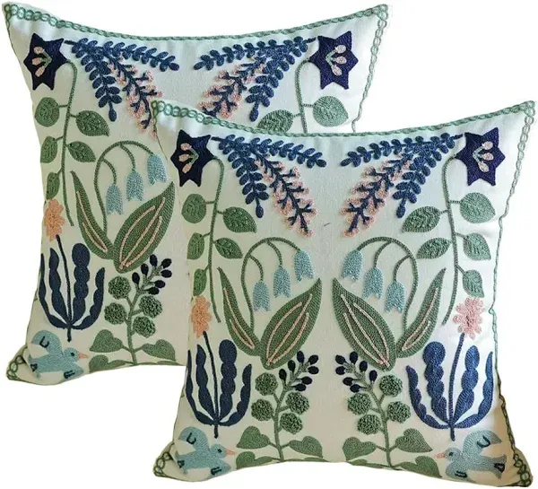 YICabinet Pillow Covers Set of 2 Embroidered Branch Pattern Throw Pillow Cover