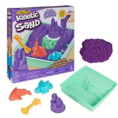 Sandbox Set, 1lb Purple Play Sand, Sandbox Storage, 4 Molds and Tools, Sensor...