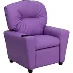 Flash Furniture Contemporary Vinyl Kids Recliner With Cup Holder, Lavender