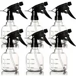 Youngever 6 Pack Empty Plastic Spray Bottles, black, transparent 