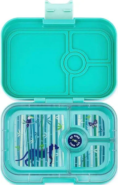 Yumbox Panino Leakproof Bento Box lunch box, 4-Compartment Kids & Adults Bento; Perfect for Sandwich Packed Lunch; Compact ; Healthy Portions (Roar Red with Race Cars Tray)