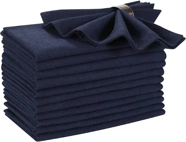 Hausattire Reusable Napkins Cloth Washable 100% Cotton 18x18 Inch Dinner Napkins|Table Napkins for Spring Easter Basket Decor |Set of 12 Cloth Napkins for Home Banquet Wedding |Navy