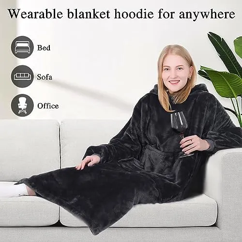 KPBLIS Wearable Blanket Hoodie for Women and Men, Oversized Hooded Blankets Swea