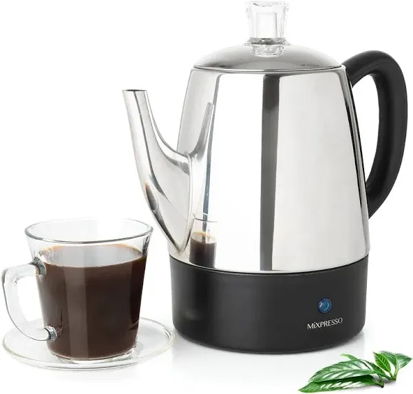 Durable Stainless Steel Coffee Percolator with Removable Filter - Modern Design