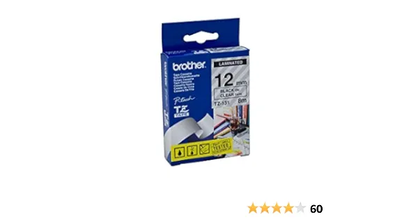 Genuine Brother P-touch TZ-131 1/2&#034; (12mm) Black Print On Clear Tape New SEALED