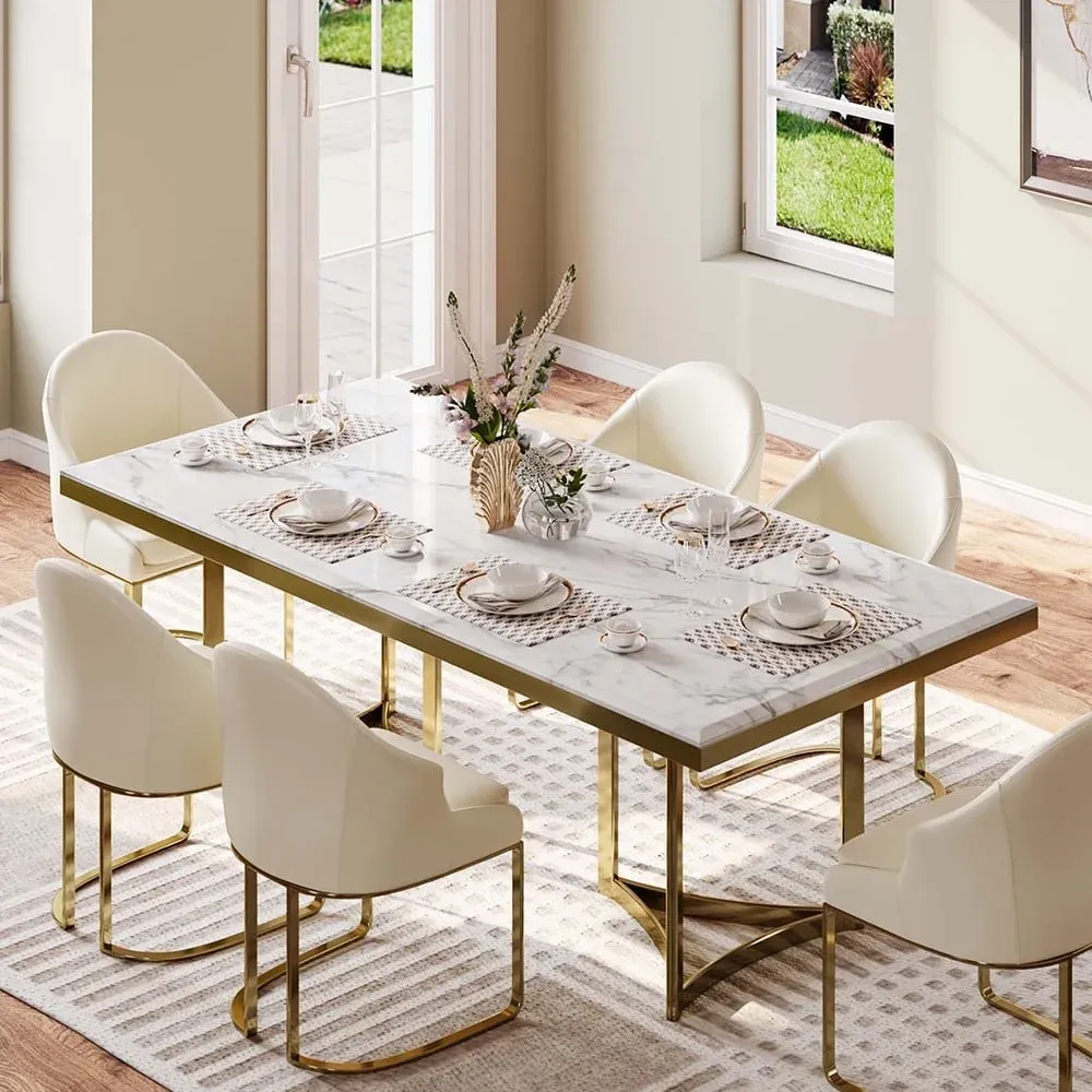 POVISON Modern Faux Marble Dining Table