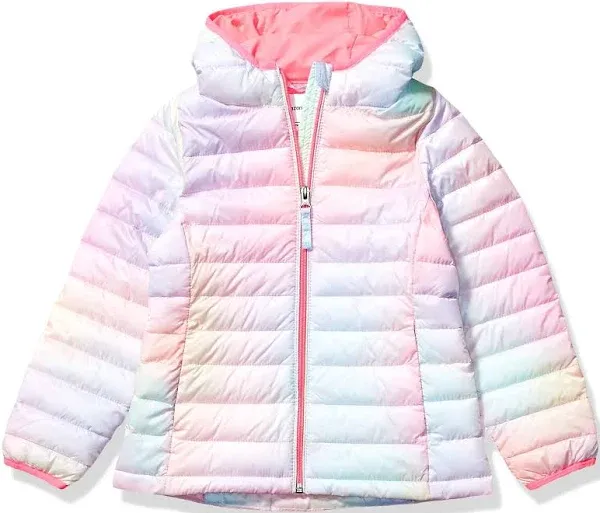 Toddlers' Amazon Essentials Girls Lightweight Water-Resistant Packable Hooded Puffer Jacket