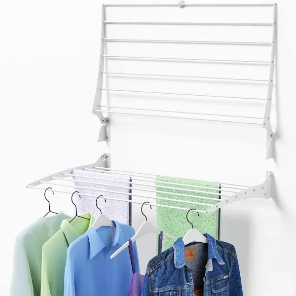 ZMBESUP Wall Mounted Clothes Drying Rack, 31.5&#034; Wide with 7 Stainless Steel R...