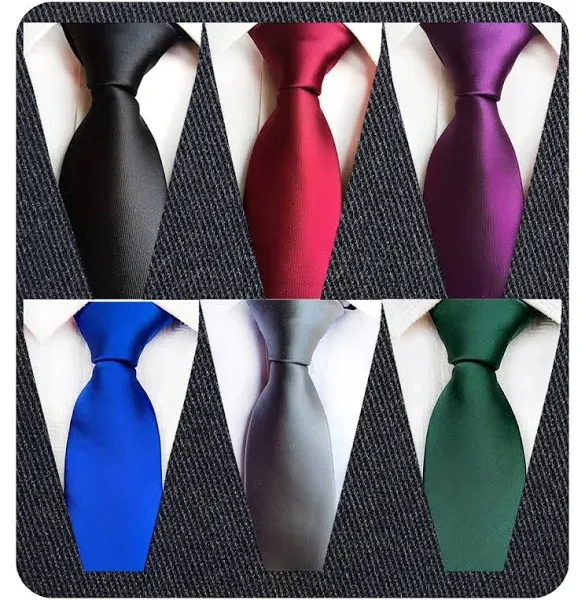 Adulove Men's Necktie Classic Silk Tie Woven Jacquard Neck Ties 6 PCS