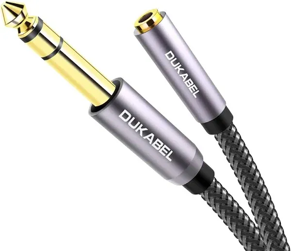 DUKABEL TopSeries Long 6.35mm to 3.5mm Headphone Jack Adapter 1/8 Female to 1/4 Male Extension Cable