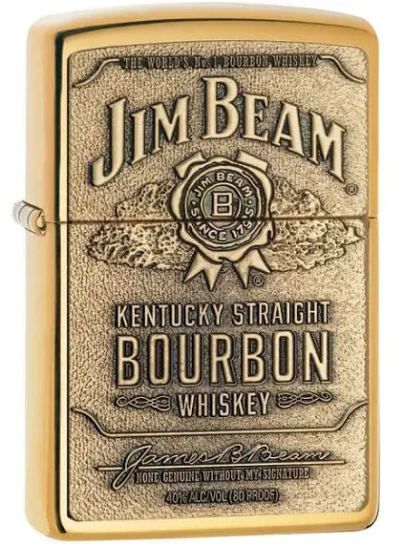 Zippo 254BJB.929 High Polish Brass Jim Beam Brass Emblem Lighter