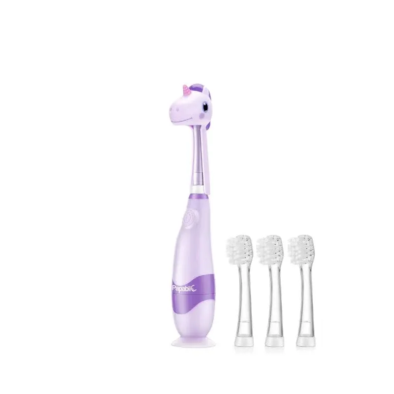 Papablic ARYA Toddler Sonic Electric Toothbrush for Ages 1-3 Years 4 Heads, Purple Unicorn