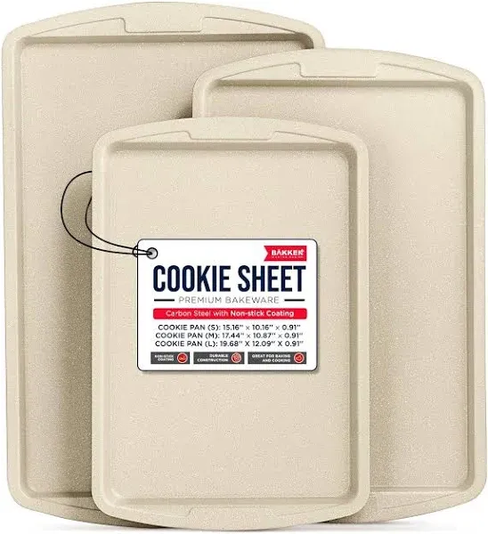 Lifemaster Non-Stick Steel 3 Piece Cookie Sheet Set