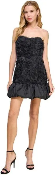 Morgan Co. Juniors' Sleeveless Taffeta Dropped Waist Bubble Chiffon Rosetta Short