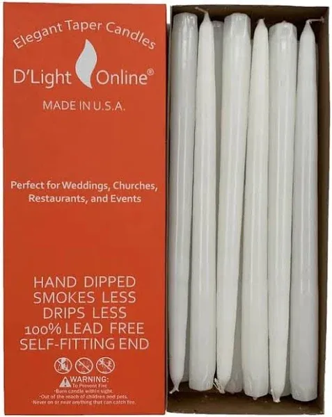  Taper Candles Set of 12 - Dripless Tapered Candles and 10 inch Yellow