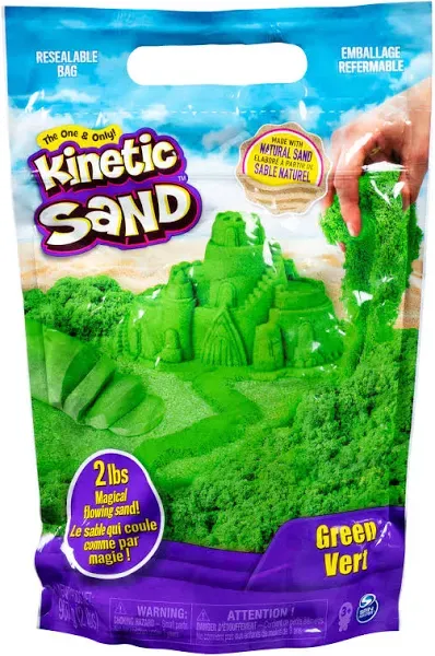 Kinetic Sand The Original Moldable Sensory Play Sand, Green, 2 Lb