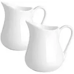 2 Pack 8 Oz White Creamer With Handle Ceramic Small Creamer Pitcher Set Of 2 Por