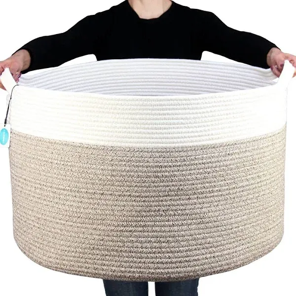 Casaphoria XXXLarge Cotton Rope Basket for Living Room - Woven Storage Basket...