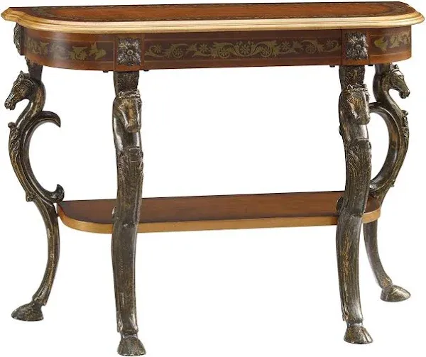 Powell Masterpiece Floral Demilune Console Table