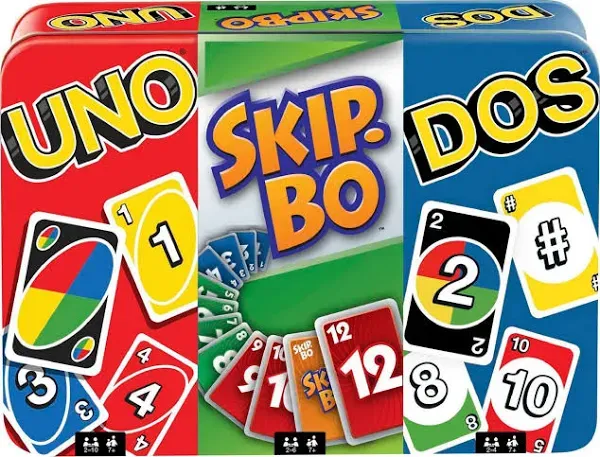 Mattel Uno, Dos, Skip-Bo Card Game Bundle